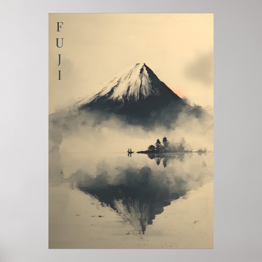 FUJI - Minimalist Sumi-e Ink  ポスター (正面)