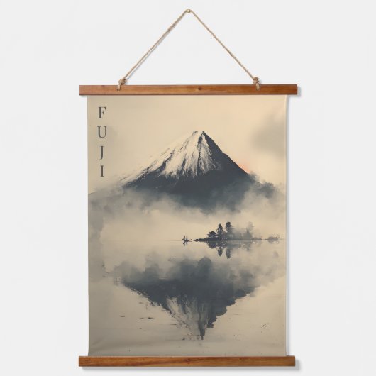 FUJI - Minimalist Sumi-e Ink 吊り下げ型タペストリー (正面)