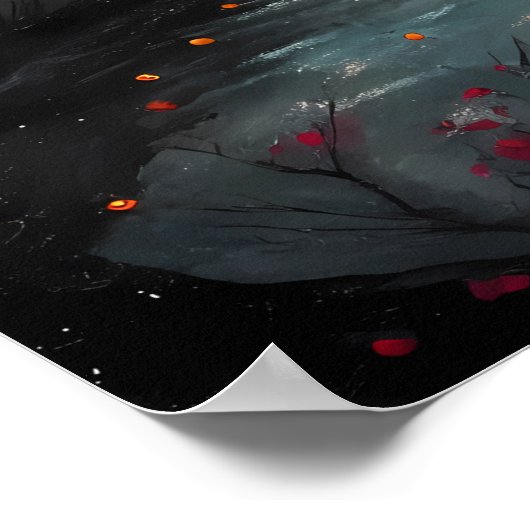  Fuji Sunset Cherry Blossom Mountain Art ポスター (角)