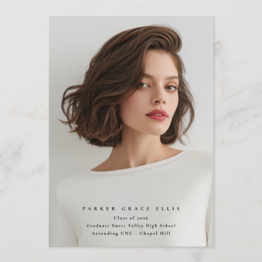 Full Bleed Elegant Photo Graduation Announcement 案内状 (正面)