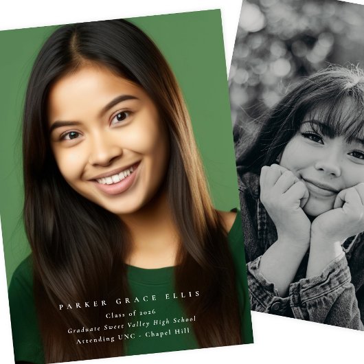 Full Bleed Modern 2 Photo Graduation Announcement 案内状