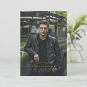 Full Bleed Photo Yellow Graduation Announcement 案内状 (スタンド正面)