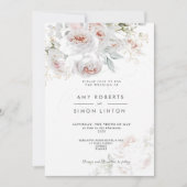 Full Bloom Pink Roses Wedding Invitation 招待状 (正面)