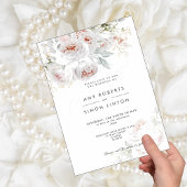 Full Bloom Pink Roses Wedding Invitation 招待状