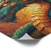 Full Completed Jigsaw Puzzle on Wooden Tabletop ポスター (角)