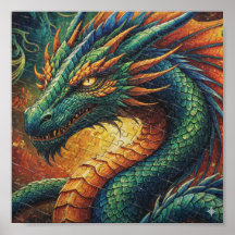 Full Completed Jigsaw Puzzle on Wooden Tabletop