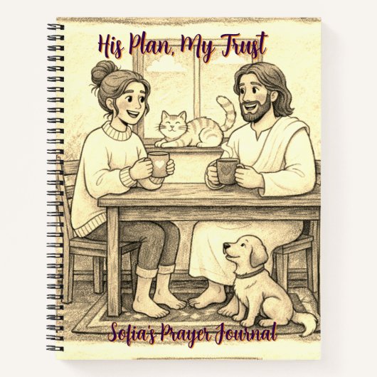 Full Cover Sepia Jesus Notebook - Personalized ノートブック (正面)