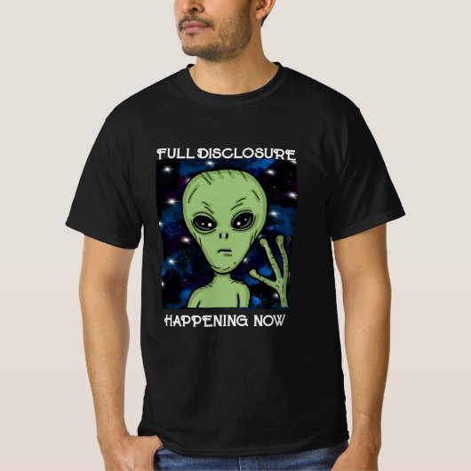 Full Disclosure Honing NowエイリアンとUFO Tシャツ (正面)