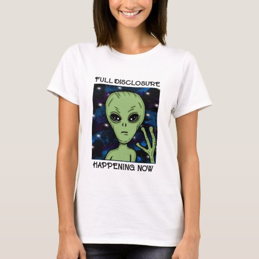 Full Disclosure Honing NowエイリアンとUFO Tシャツ (正面)