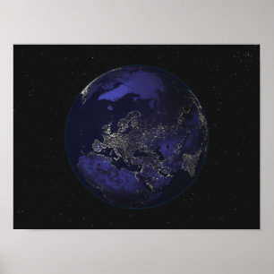 Full Earth at night showing city lights 3 ポスター