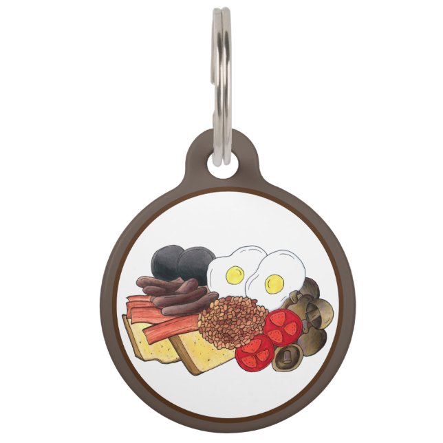 Full English Breakfast UK British Food Cuisine ペット　ネームタグ (正面)