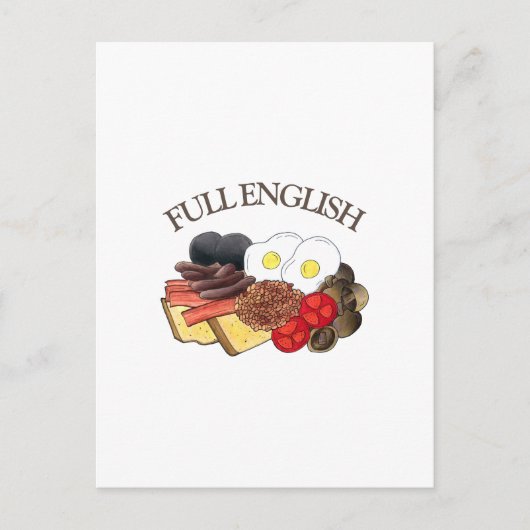 Full English Breakfast UK British Food Cuisine ポストカード (正面)