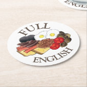 Full English Breakfast UK British Food Cuisine ラウンドペーパーコースター (アングル)
