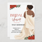 Full-Figured African-American Bride Bridal Shower 招待状 (正面/裏面)