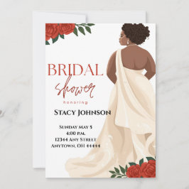 Full-Figured African-American Bride Bridal Shower 招待状