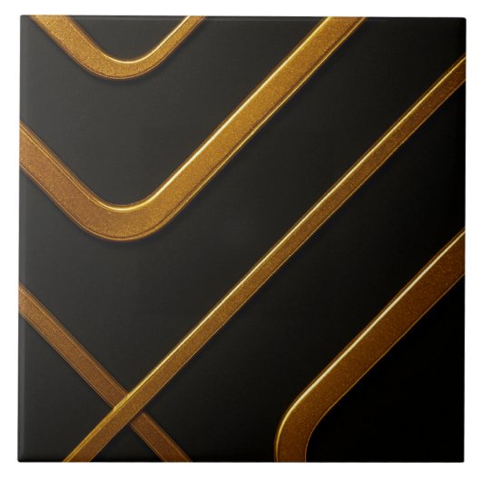 Full Liquid Gold Black Monochrome Architectural Ac タイル (正面)