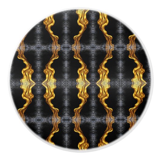 Full Liquid Gold Black Monochrome Cabinet Hardware セラミックノブ (正面)