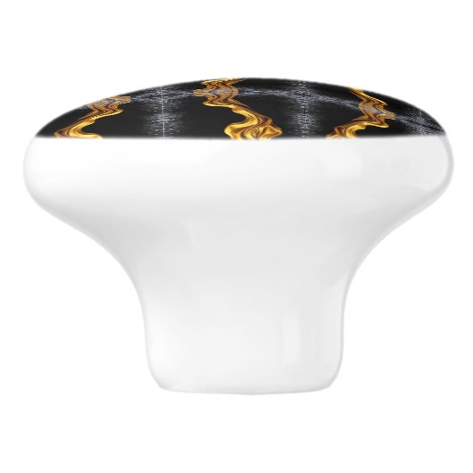 Full Liquid Gold Black Monochrome Cabinet Hardware セラミックノブ (側面)