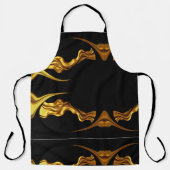 Full Liquid Gold Black Monochrome Designer Kitchen エプロン (正面)