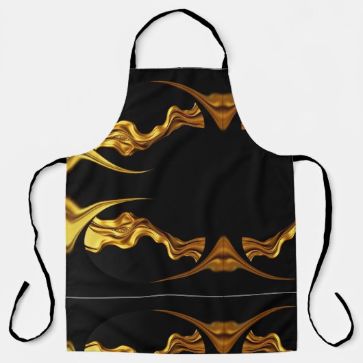 Full Liquid Gold Black Monochrome Designer Kitchen エプロン (正面)