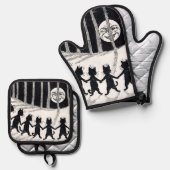 Full moon and Cats, Louis Wain 鍋つかみ&鍋敷きセット (正面/裏面)