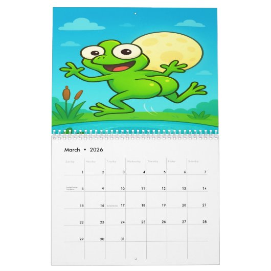 Full Moon Animals 2026 Funny Wall Calendar カレンダー (3月 2026)