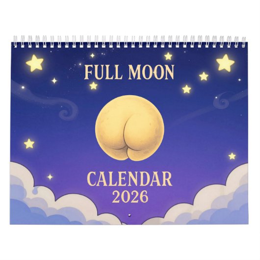 Full Moon Animals 2026 Funny Wall Calendar カレンダー (カバー)