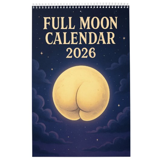 Full Moon Animals 2026 Funny Wall Calendar カレンダー (カバー)