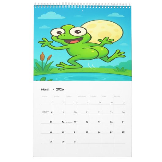 Full Moon Animals 2026 Funny Wall Calendar カレンダー (3月 2026)