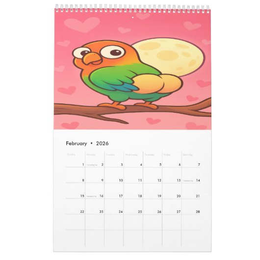 Full Moon Animals 2026 Funny Wall Calendar カレンダー (2月 2026)