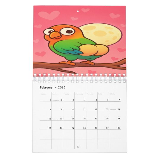 Full Moon Animals 2026 Funny Wall Calendar カレンダー (2月 2026)