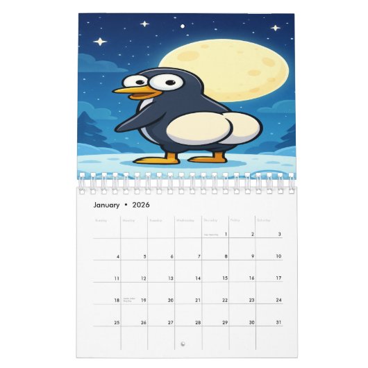 Full Moon Animals 2026 Funny Wall Calendar カレンダー (1月 2026)
