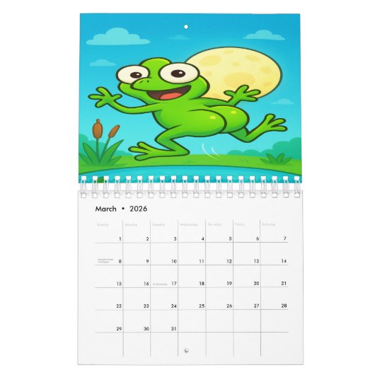 Full Moon Animals 2026 Funny Wall Calendar カレンダー (3月 2026)