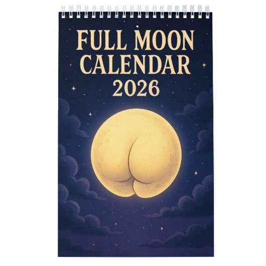 Full Moon Animals 2026 Funny Wall Calendar カレンダー (カバー)