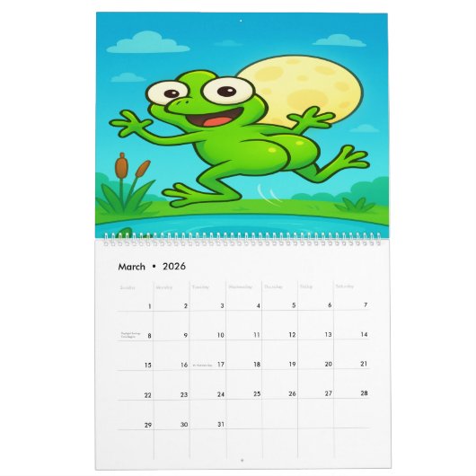 Full Moon Animals 2026 Funny Wall Calendar カレンダー (3月 2026)