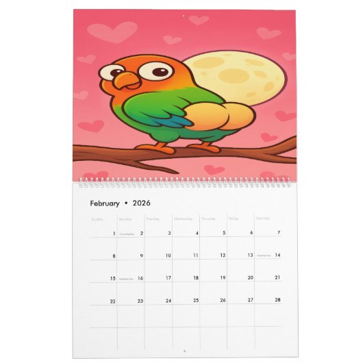 Full Moon Animals 2026 Funny Wall Calendar カレンダー (2月 2026)