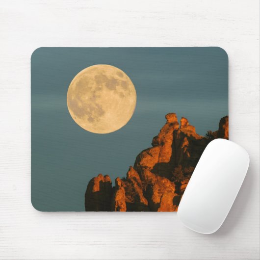 Full Moon | Basalt Cliffs Smith Rock State Park マウスパッド (マウス)