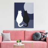 Full Moon Canvas Print白黒猫 キャンバスプリント (インサイチュ (リビング))