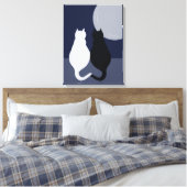 Full Moon Canvas Print白黒猫 キャンバスプリント (インサイチュ (寝室))