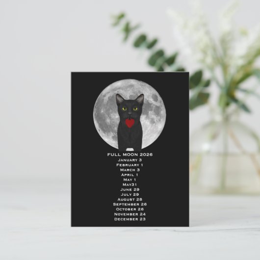 Full Moon  Cat 2026  Postcard ポストカード (スタンド正面)