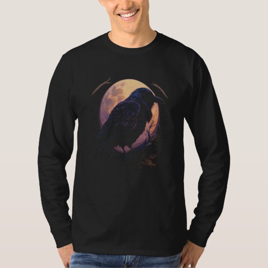 Full Moon Crow Raven Flying Bird Halloween 1 Tシャツ (正面)