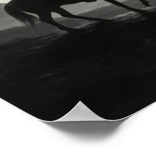 Full Moon Desert Print - Silver Night Western ポスター (角)