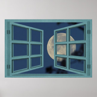 Full Moon Green 6ペインオープンウィンドウポスター ポスター