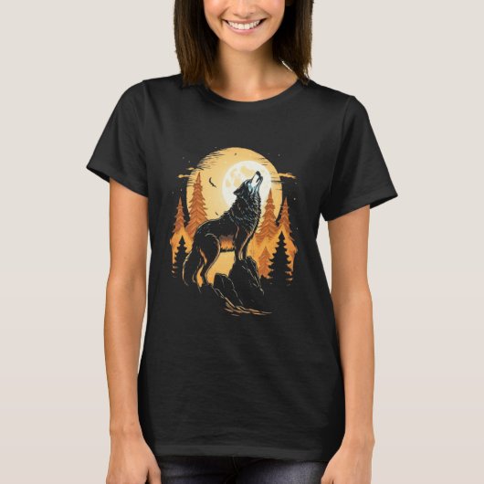 Full Moon Howling Wolf Wolves   1 Tシャツ (正面)