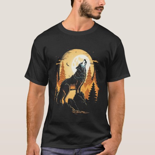 Full Moon Howling Wolf Wolves   1 Tシャツ (正面)