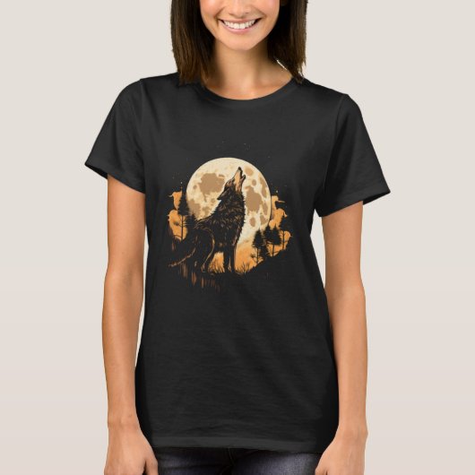Full Moon Howling Wolf Wolves   3 Tシャツ (正面)