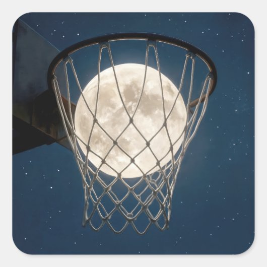 Full Moon In a Basketball Net スクエアシール (正面)
