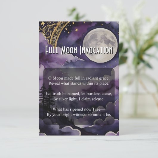 Full Moon Invocation Pagan Prayer Pocket Card 招待状 (スタンド正面)