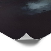 Full Moon Mountain Lake Art Dark Woodland Moody ポスター (角)