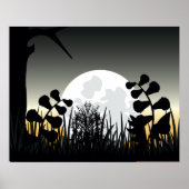 Full Moon Night Landscape Poster ポスター (正面)